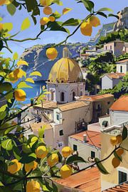 Italienische Küstenidylle mit Zitronen von Poster Art Shop