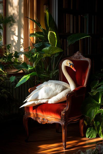 Swan in an armchair by Poster Art Shop
