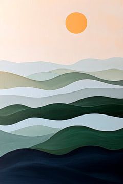 Sanfte Wellenlandschaft mit Sonne von Poster Art Shop