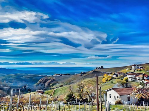 Langhe Rolling Vineyards im Vorfrühling