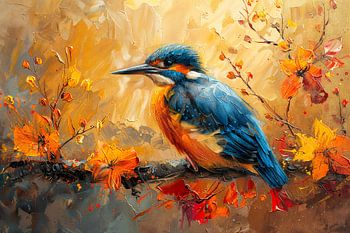 Martin-pêcheur aux teintes chaudes