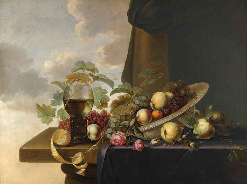 Stillleben mit Obst in einer Waanli Kraak Porzellanschale, Michiel Simons von Meisterhafte Meister