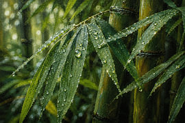 Regenbenetzte Bambusblätter – Naturtherapie aus Indonesien I Indonesien I Regen-Kollektion von Vínculae