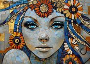 Woman Mosaic Gold | Cobalt Bloom Mystique by Art Whims thumbnail