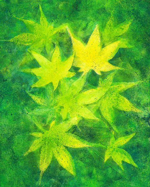 Ahornblätter in grün Acrylgemälde von Karen Kaspar