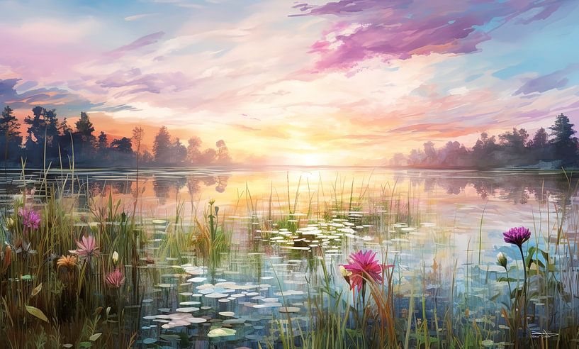 landschap in zachte kleuren van Gelissen Artworks