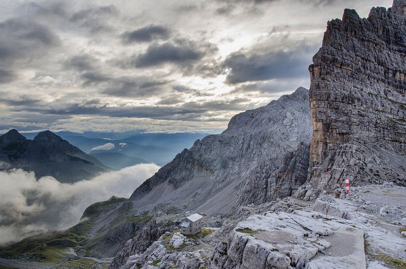 The Tosa Mountain hut against the morning sky by Sean Vos
