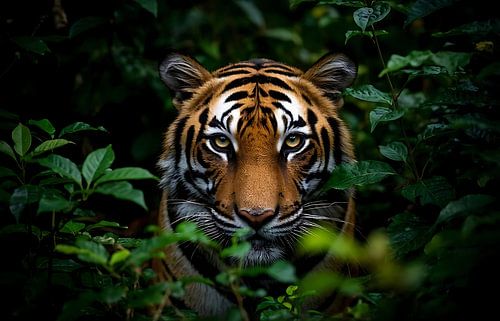 Indrukwekkende wanddecoratie met tijgeroogmotief, close-upfoto’s van wilde dieren