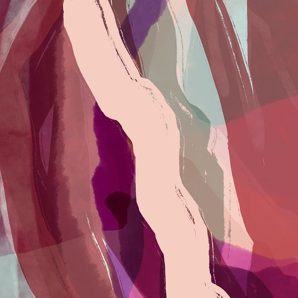 Abstrakte Aquarellmalerei in rosa, lila und warmem Braun. von Dina Dankers