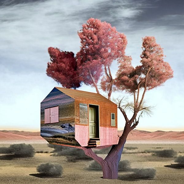 tree house landscape surreal desert colourful tree bushes by gm_designs