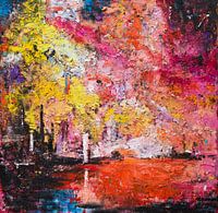 Landscape | Abstract impressionistisch schilderij van landschap impressionisme
