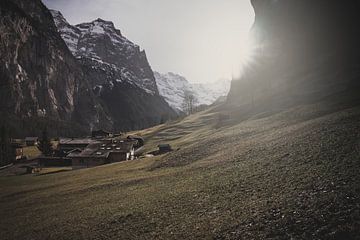 zonsondergangen in het Grindewald-dal