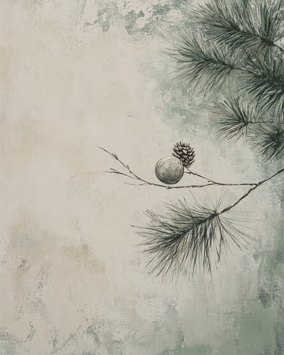 Une pomme de pin dans le doux silence de la menthe