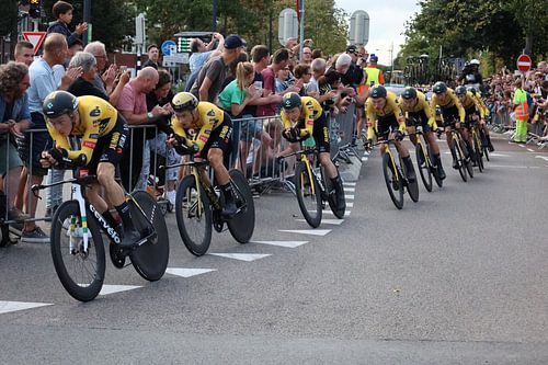 The Jumbo Visma team on its way to victory.