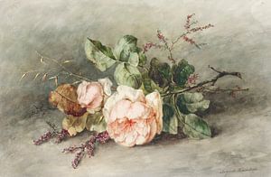Rozen von Margaretha Roosenboom . Retro botanisches Stillleben in Pastellfarben
