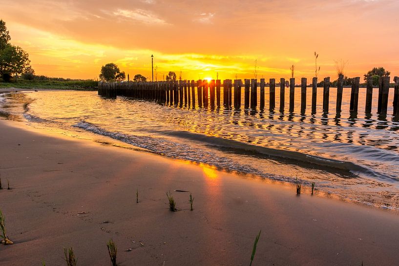 Sunset on the river Lek near Lexmond by Marijke Durwael
