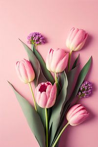 Pink Tulips On Pink Background von Treechild