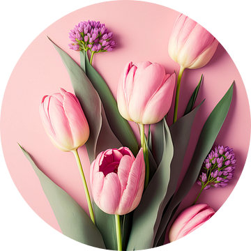 Roze tulpen op roze achtergrond van Treechild