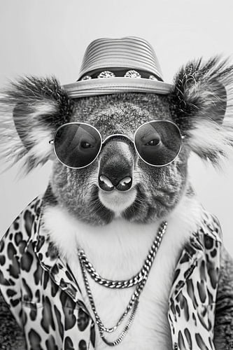 Stijlvolle koala met zonnebril en jasje