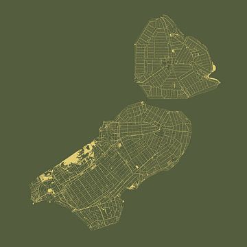 Wateren van Flevoland in Groen en Goud van Maps Are Art