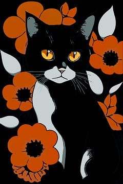 Schwarz-Weiße Katze von Gabriella David