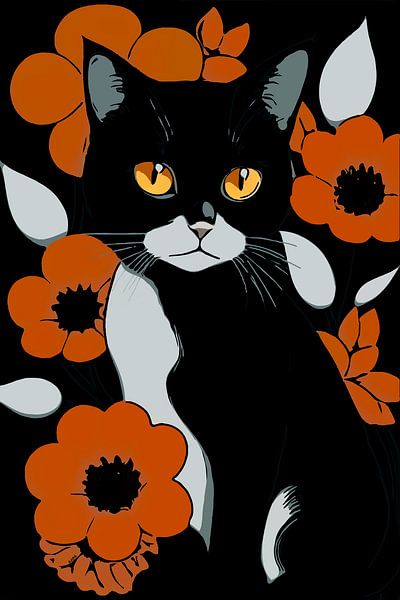 Schwarz-Weiße Katze by Gabriella David