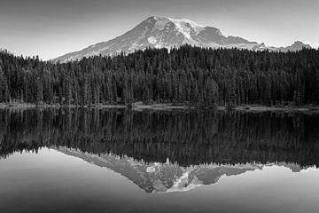 Mount Rainier in black and white