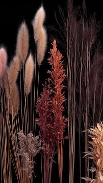 Verlichte Lange Graspluimen en Gouden Zonnestralen | Natuur's Schoonheid van Karina Brouwer