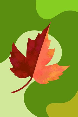 Abstract Autumn Maple Leaf - Vibrant Fall Season Vector Wall Art