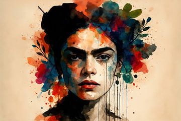 Modern portret met kleurspatten