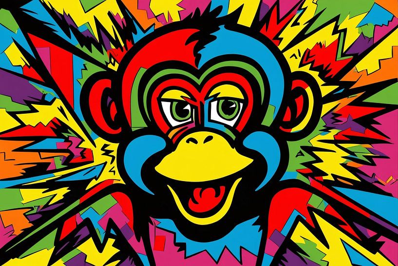 Peinture colorée d'un singe Pop Art par Imperial Art House