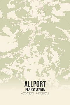 Alte Karte von Allport (Pennsylvania), USA. von Rezona
