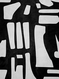 Moderne abstrakte organische, geometrische Schwarz-Weiß-Kunst von Online Arts