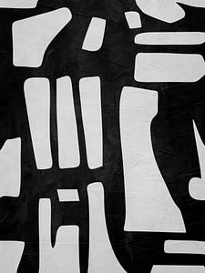 Moderne abstrakte organische, geometrische Schwarz-Weiß-Kunst