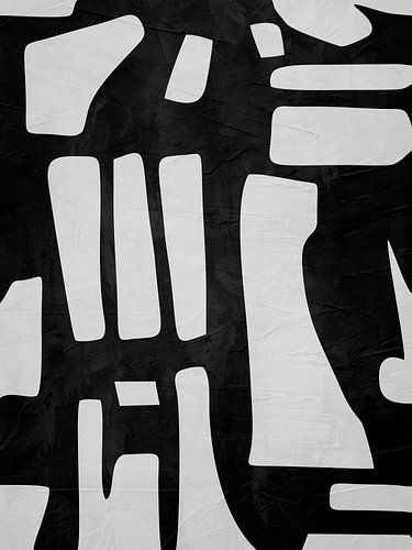 Art moderne abstrait, organique et géométrique en noir et blanc