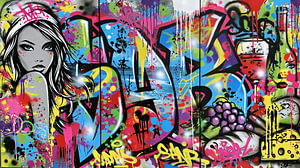 Surfer Street Art | Leinwand Triptychon