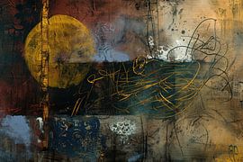 Abstract Painting - Blue Gold Mysterious and Expressive by Joriali Abstract