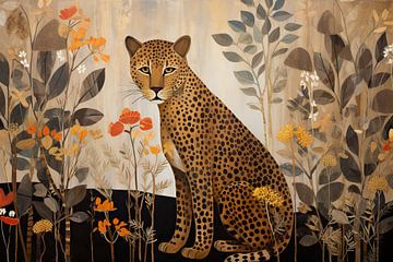 Leopard in Erdtönen | Leopard Kunstwerk von Wunderbare Kunst