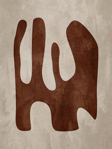 Organische geometrische abstracte kunst in aardetinten