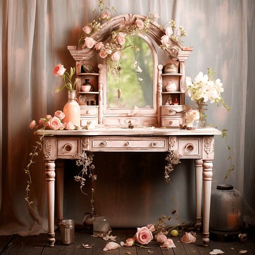 shabby chic nostalgic dressing table roses