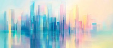 Modern skyline in soft colours by Poster Art Shop
