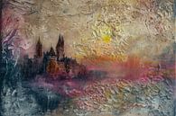 Painting of a castle, Colourful, magical and abstract by Peter Pen Drawings and Paintings thumbnail