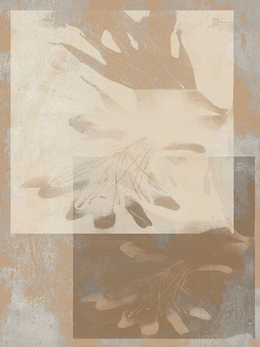 Art botanique abstrait en terre cuite et taupe.