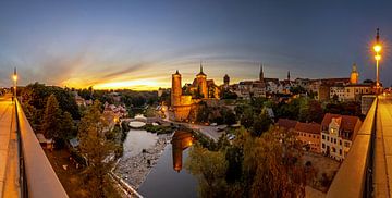 Bautzen oude stad bij zonsondergang van Frank Herrmann