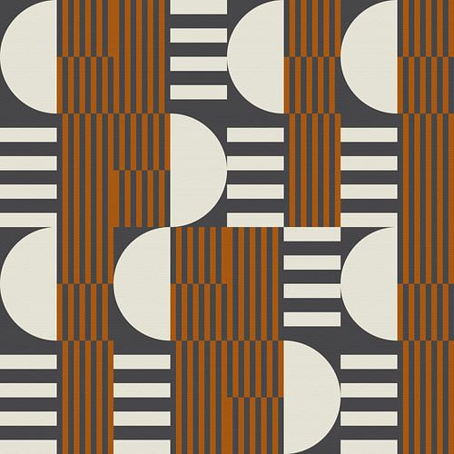 Style rétro géométrique abstrait en or foncé, taupe, gris XXV
