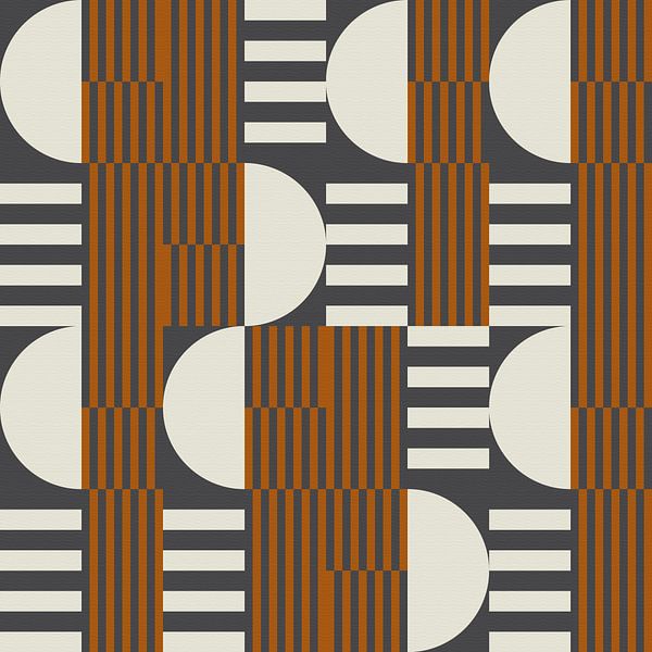 Abstract geometric retro style in dark gold, taupe, grey XXV by Dina Dankers