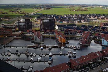 Reitdiephaven Groningen aus der Höhe.