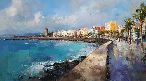Gran Canaria, Espagne, panorama marin, peinture à l'huile