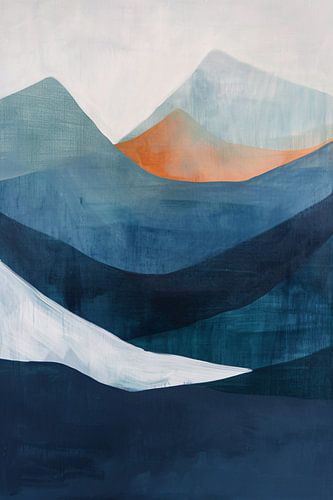 Abstract schilderij van serene bergen