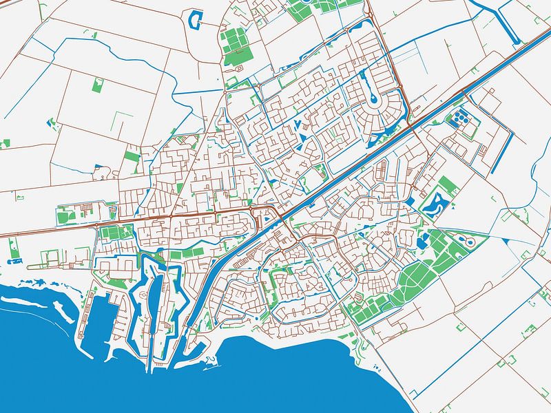 Kaart van Hellevoetsluis in de stijl Urban Ivory van De Kaartenwinkel